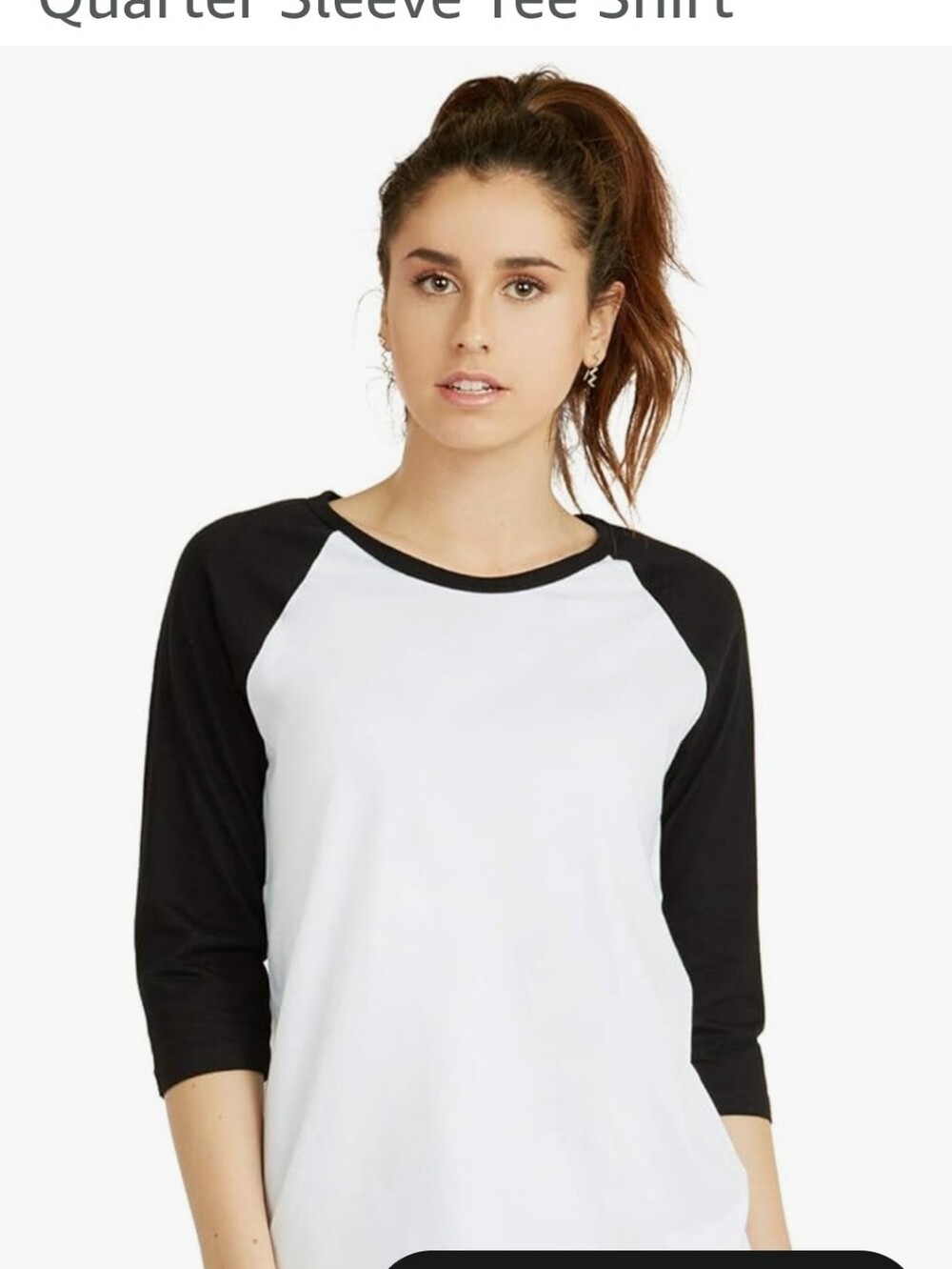 COTTONBALL Classic three quarter Black & White Raglan Baseball Tee - Women